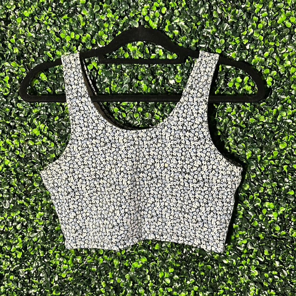Blue & White Floral Crop Top